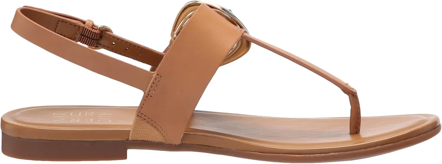 Naturalizer Womens Taylor T-Strap Slingback Flat Sandal