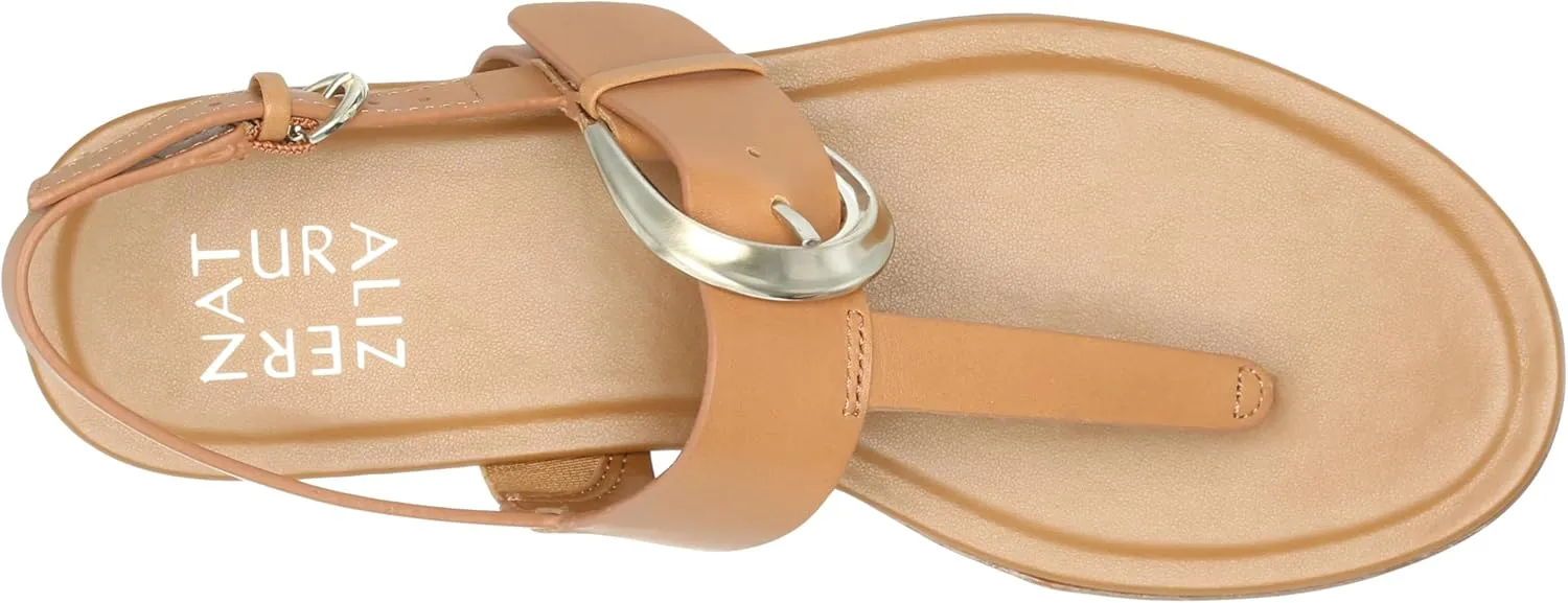 Naturalizer Womens Taylor T-Strap Slingback Flat Sandal