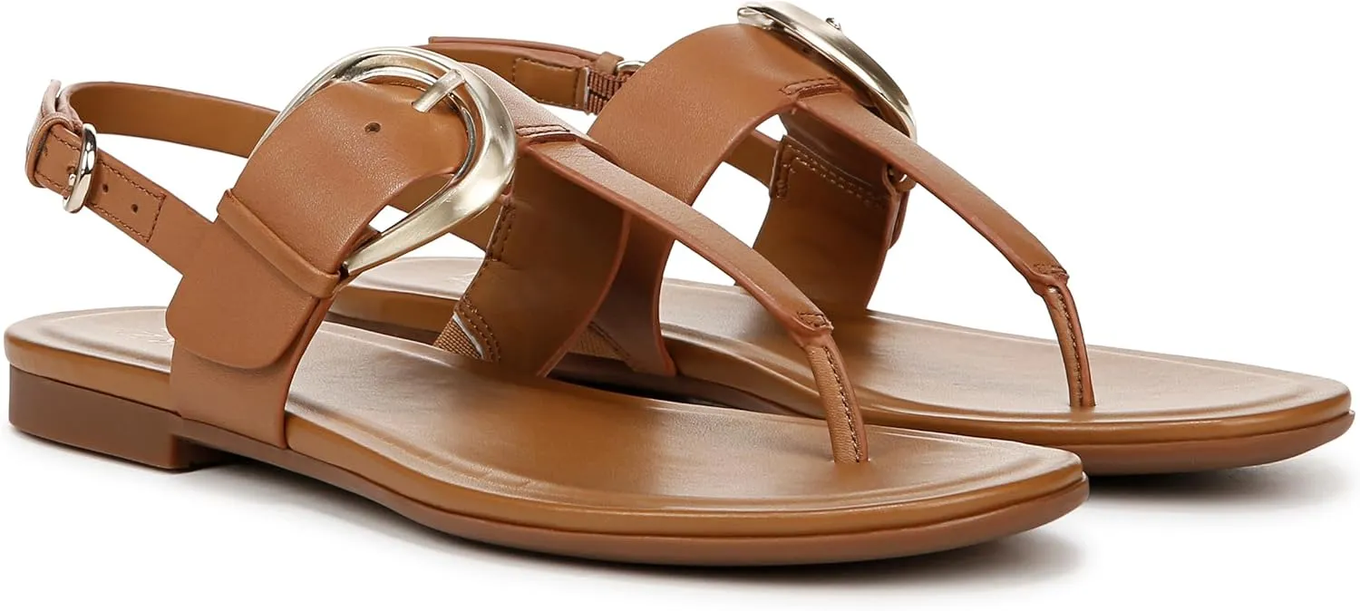 Naturalizer Womens Taylor T-Strap Slingback Flat Sandal