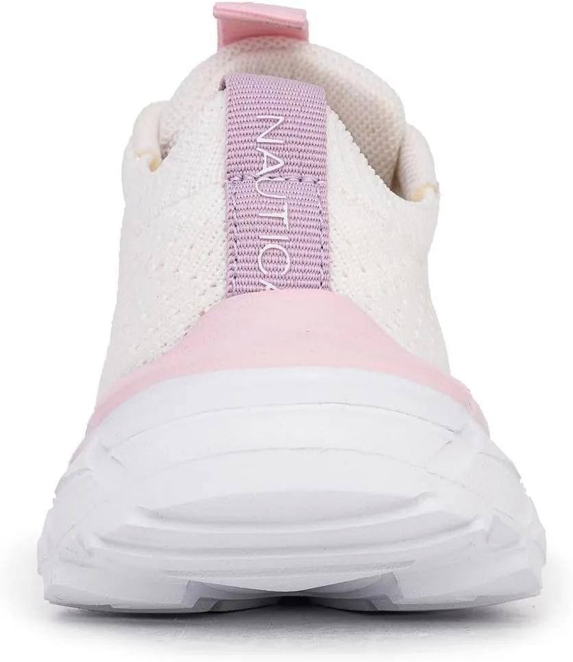 Nautica Girls Toddler Knit Slip-On Sneakers with Max Comfort Sole, Bungee Closure, Tennis Running Shoes for School and Play (Toddler/Little Kid)