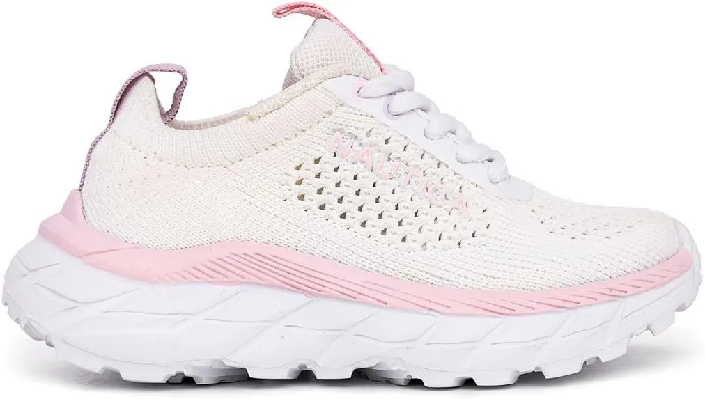 Nautica Girls Toddler Knit Slip-On Sneakers with Max Comfort Sole, Bungee Closure, Tennis Running Shoes for School and Play (Toddler/Little Kid)