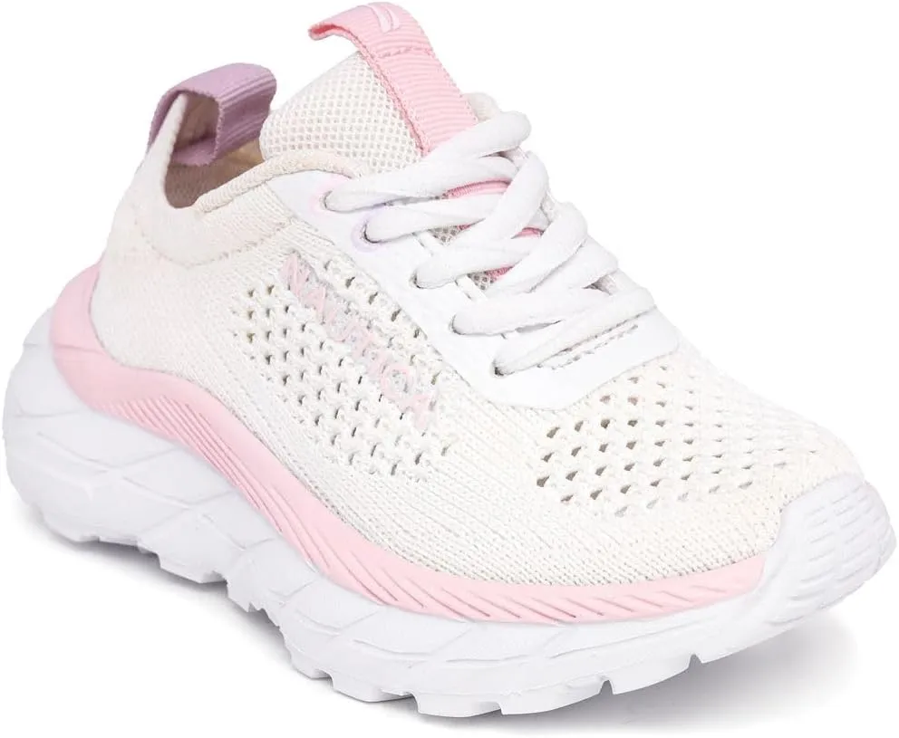 Nautica Girls Toddler Knit Slip-On Sneakers with Max Comfort Sole, Bungee Closure, Tennis Running Shoes for School and Play (Toddler/Little Kid)