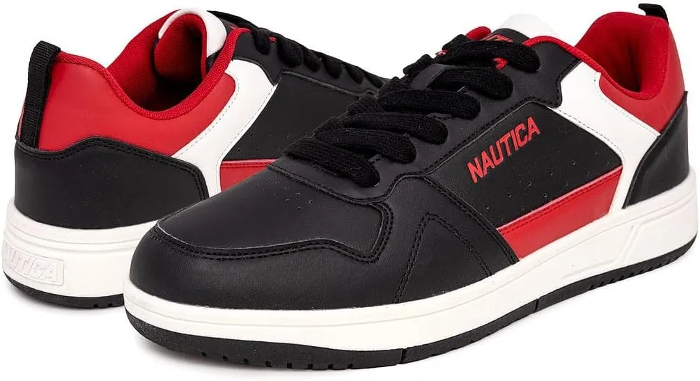Nautica Men's Classic Low-Top Sneakers – Retro Lace-Up Casual Shoes for Tennis and Basketball-Inspired Style
