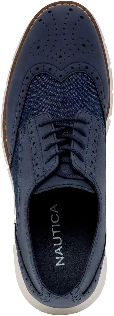 Nautica Men's Knit Dress Oxford Dress Sneakers: Breathable, Stylish, Lightweight & Comfortable - Ideal for Business or Walking