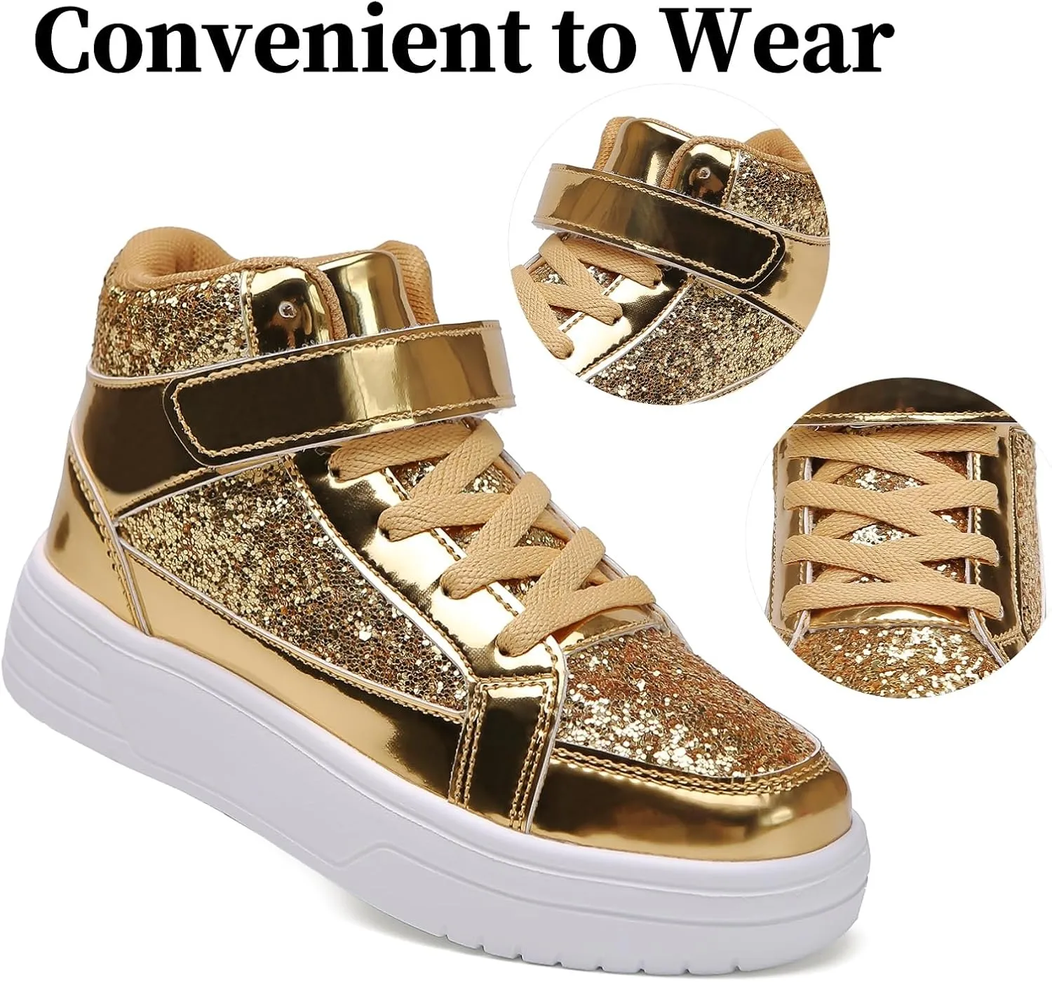 Nihaoya Unisex Kids High Top Sneakers Fashion Glitter Girls Running Shoes Casual Athletic Party Toddler Boys Tennis Shoes
