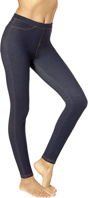 No Nonsense Women's Stretch Denim Leggings with Pockets