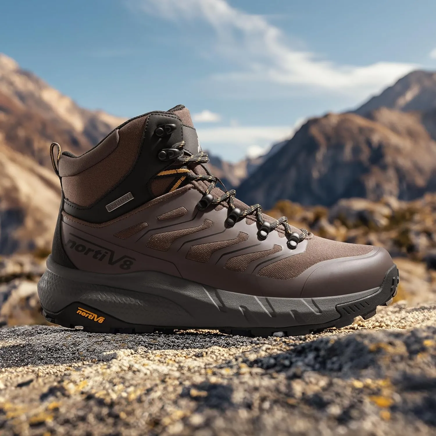 NORTIV 8 Men's Lightweight Hiking Boots Waterproof Breathable Outdoor Trekking Camping Ankle Boots Fern