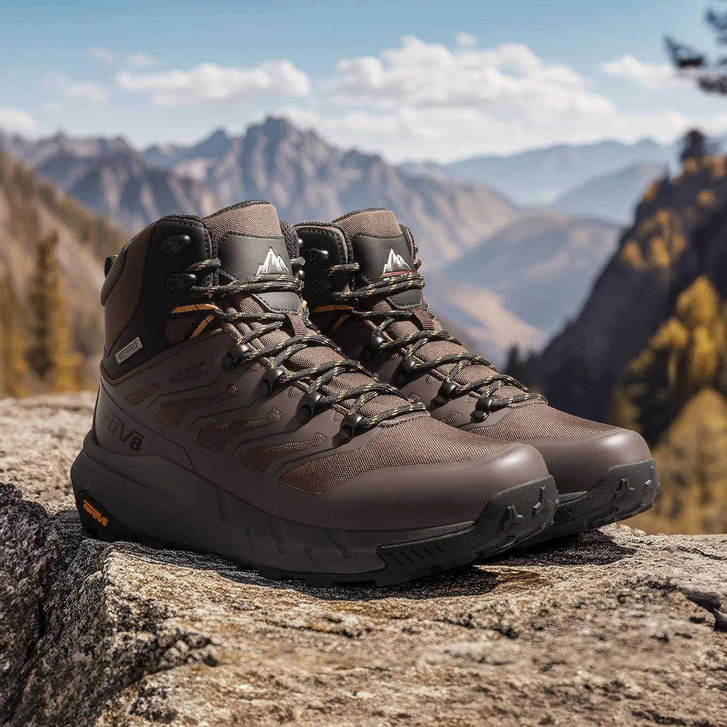 NORTIV 8 Men's Lightweight Hiking Boots Waterproof Breathable Outdoor Trekking Camping Ankle Boots Fern