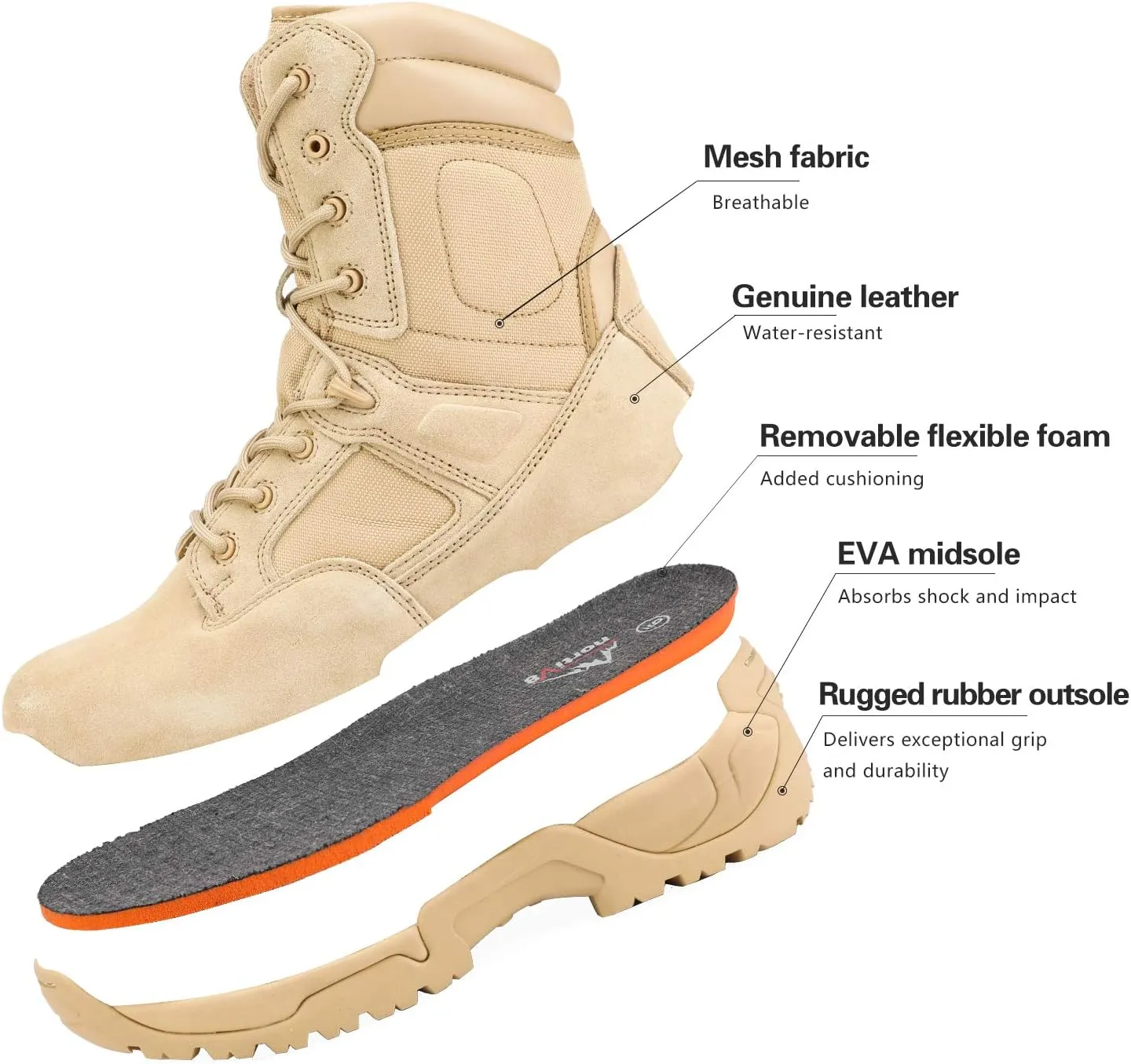 NORTIV 8 Men's Military Tactical Work Boots Hiking Motorcycle Combat Boots Response