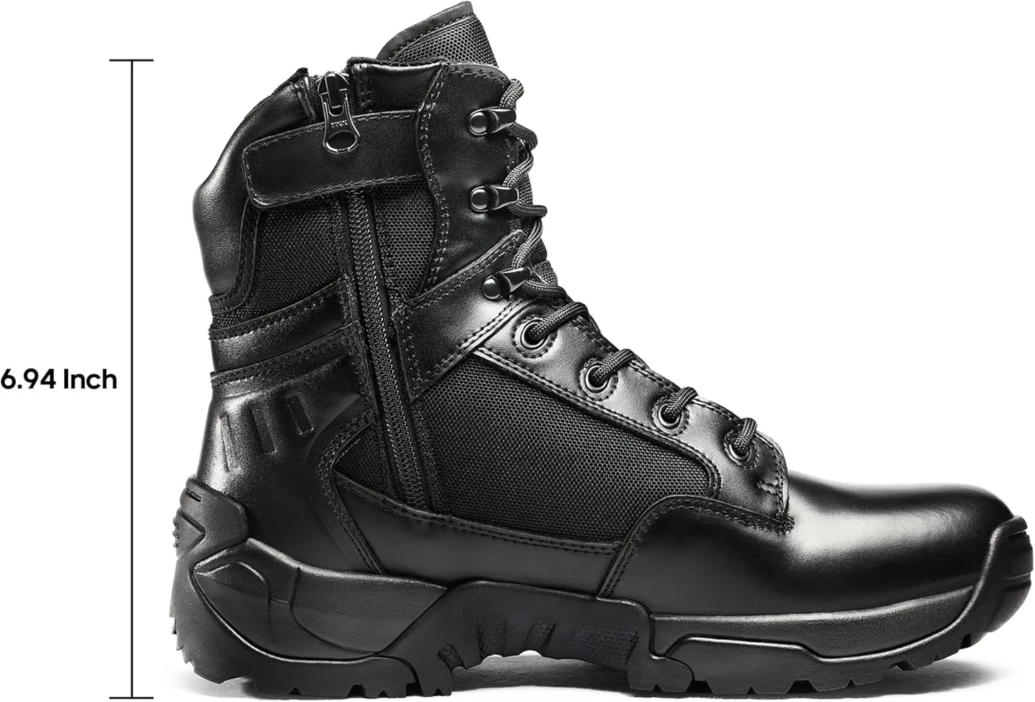 NORTIV 8 Men's Military Tactical Work Boots Side Zipper Leather Motorcycle Combat Boots Trooper(6-8 Inches)