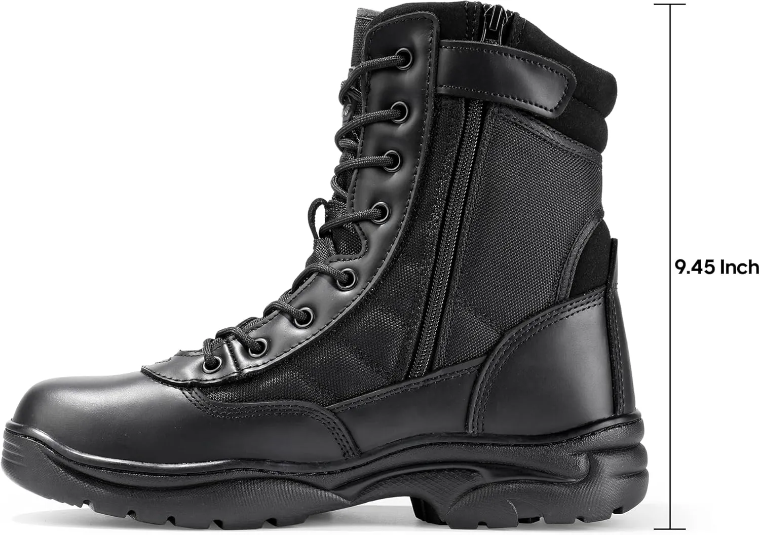 NORTIV 8 Men's Military Tactical Work Boots Side Zipper Leather Motorcycle Combat Boots Trooper(6-8 Inches)