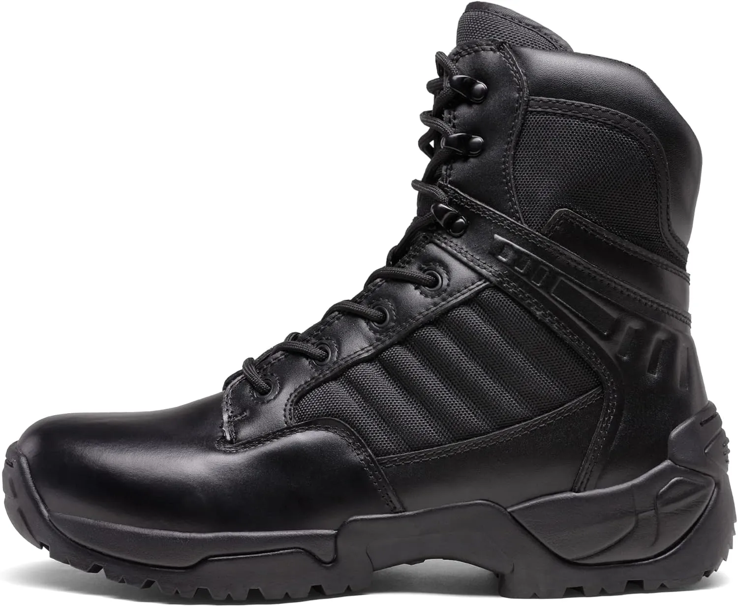 NORTIV 8 Men's Military Tactical Work Boots Side Zipper Leather Motorcycle Combat Boots Trooper(6-8 Inches)