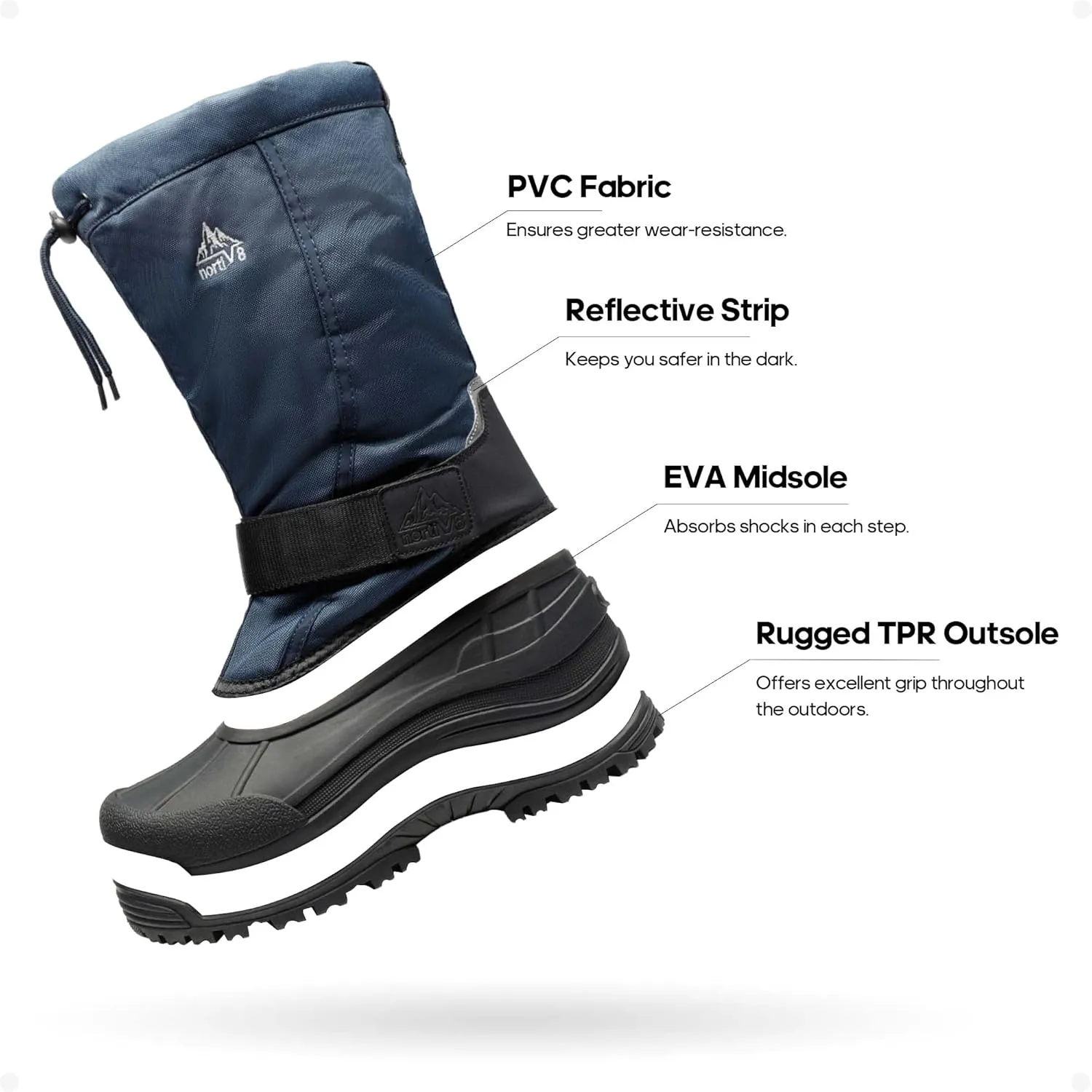 NORTIV 8 Men's Waterproof Hiking Winter Snow Boots Insulated Fur Liner Lightweight Outdoor Tall Boots
