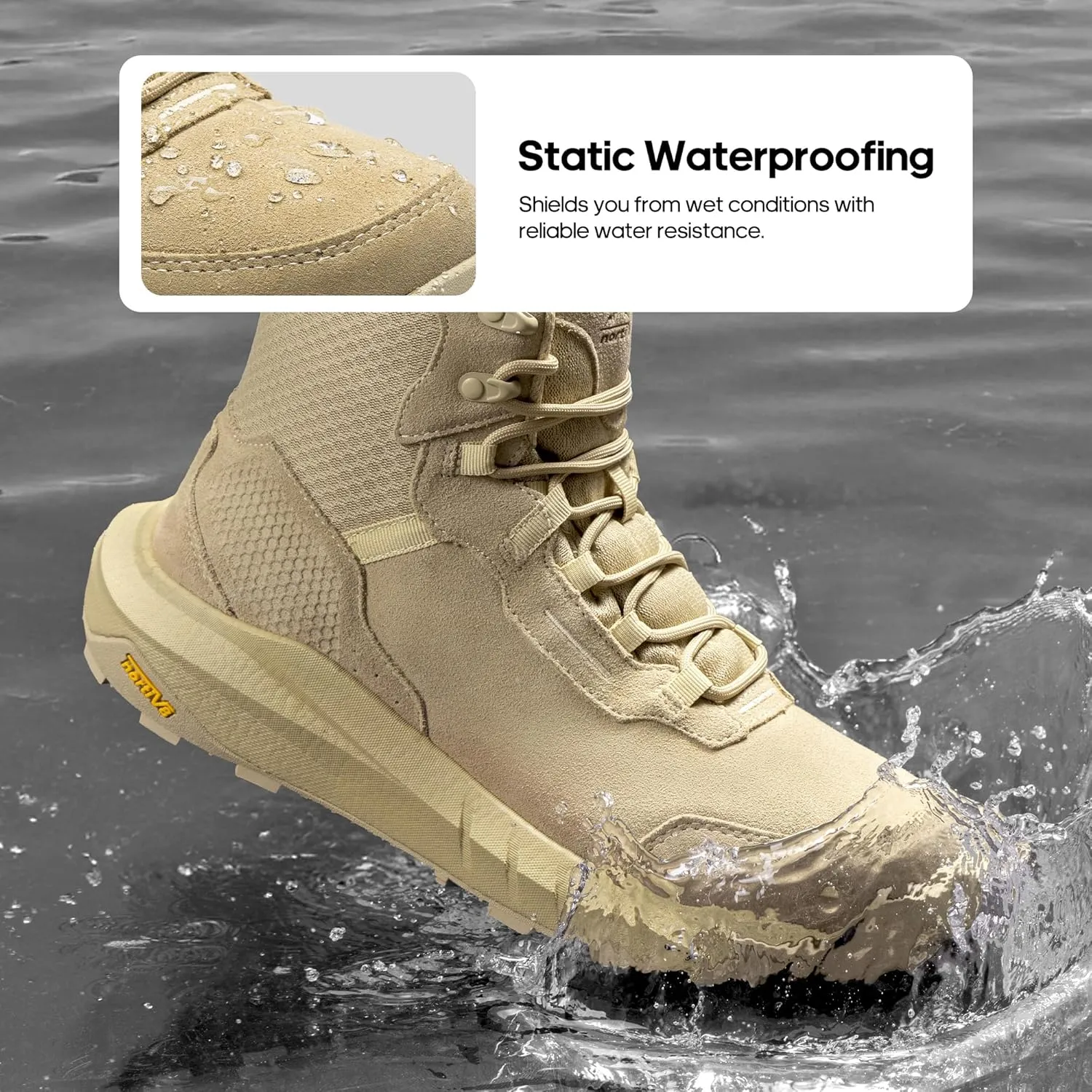 NORTIV 8 Men's Waterproof Tactical Work Boots Cushion Sole Lightweight Leather Combat Boots with Arch Support Non-Slip Military Motorcycle Hiking Boots HydroRange