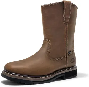 NORTIV 8 Steel Toe Boots for Men Waterproof Pull-on Wellington Work Boots Bronco Stormrider