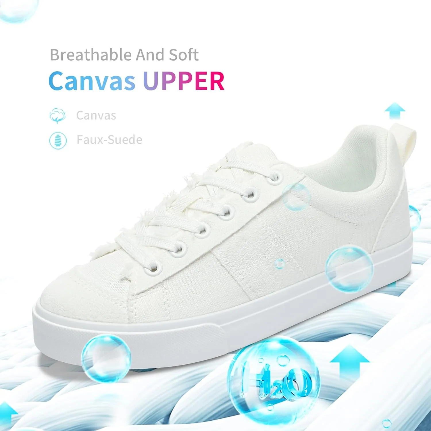 Obtaom Women's Canvas Sneakers Cute Lace up Fashion Sneaker Comfortable Skate Shoe for Lady Casual Tennis Flats