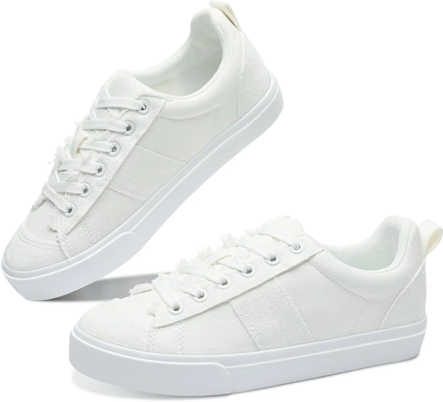 Obtaom Women's Canvas Sneakers Cute Lace up Fashion Sneaker Comfortable Skate Shoe for Lady Casual Tennis Flats