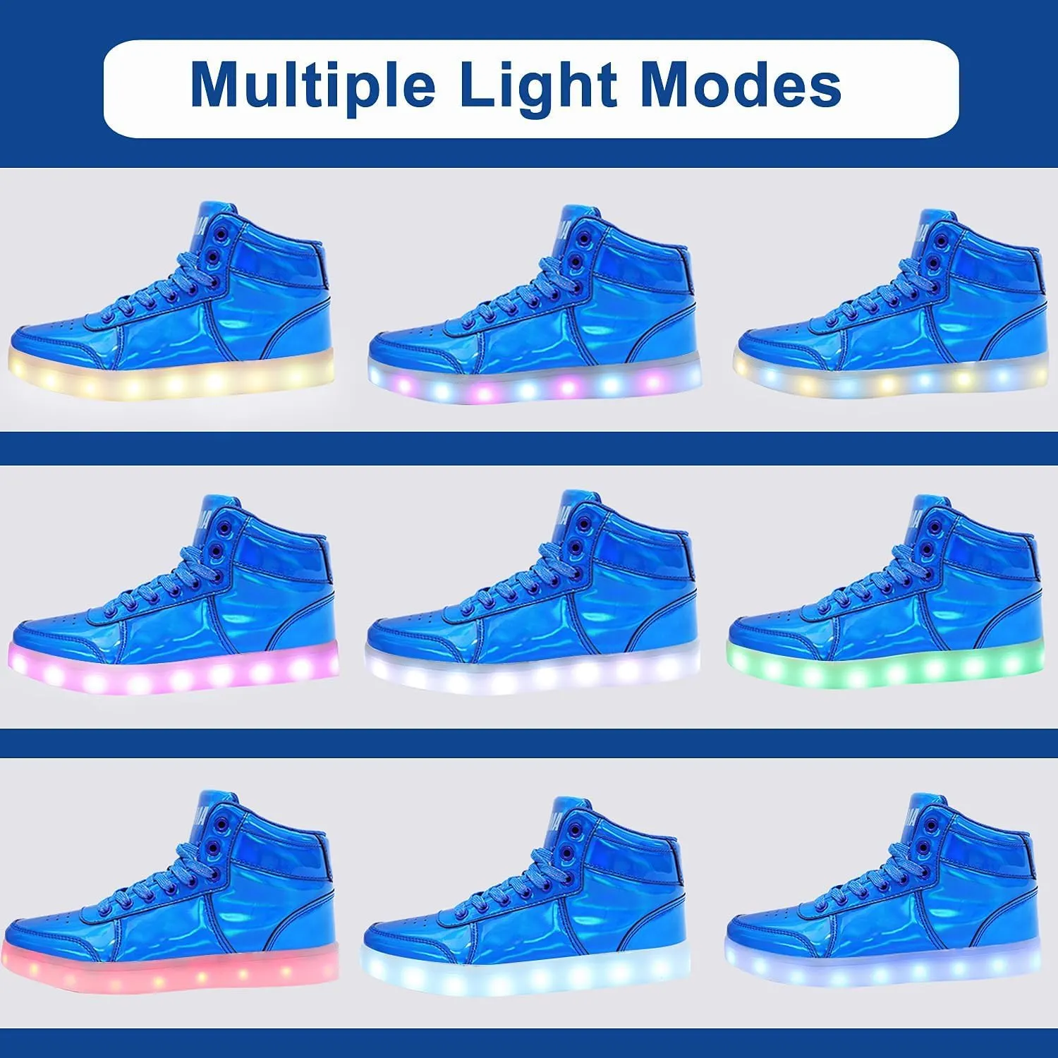 Odema V3 Aurora Unisex High Top Light Up Shoes, Sneakers with Lights for Men，Women, Led Light Shoes,USB Charging Glowing Shoes for Teens