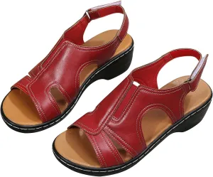 oiangi Wedge Sandals for Women Casual Summer Fish Mouth Open Toe Quilted Hook and Loop Hollow Slipper Lightweight Comfortable Outdoor Ladies Shoes
