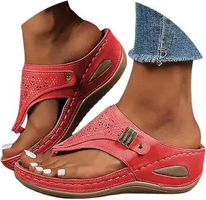 Orthopedic Sandals for Women - Arch Support Wedge Flip Flops, Summer 2025 Comfortable Dressy Casual Beach Slippers