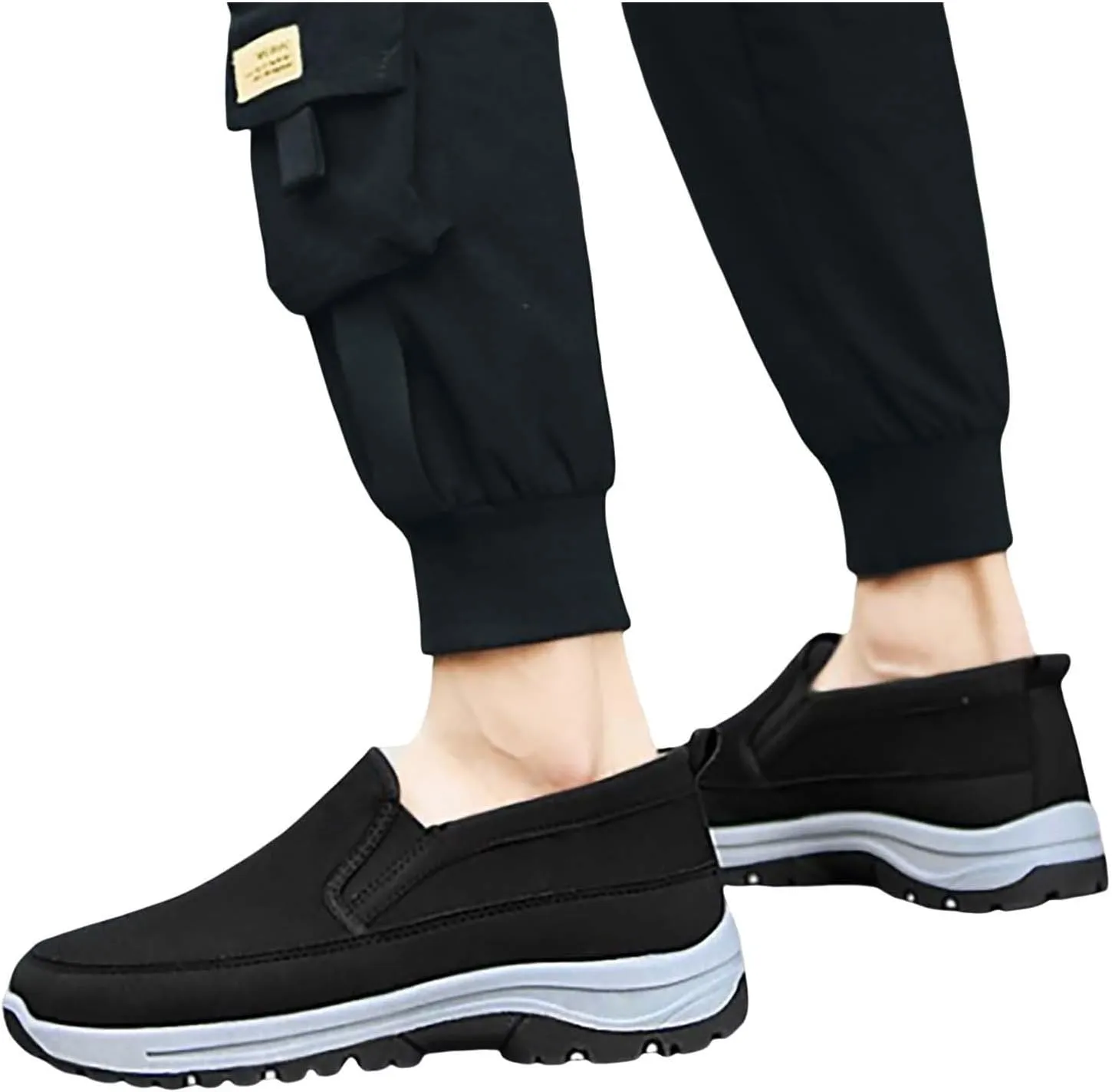 Orthoture Mens Shoes Orthowalkway Mens Shoes Walking Shoes Men Outdoor Casual Arch Support Slip-On Canvas Loafers