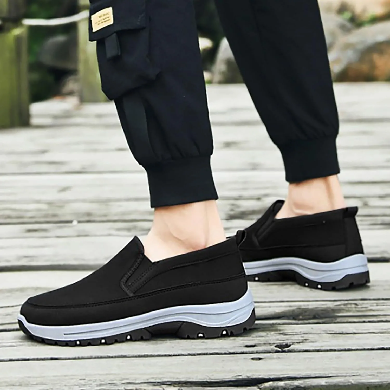 Orthoture Mens Shoes Orthowalkway Mens Shoes Walking Shoes Men Outdoor Casual Arch Support Slip-On Canvas Loafers