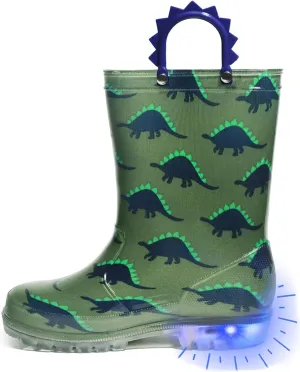 Outee Toddler Kids Adorable Lightwight Waterproof Rain Boots Light Up by Steps