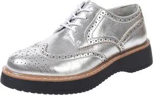 Oxford Shoes for Women Round Toe Wingtips Brogues Lace up Platform Loafers Business Casual Office Dress Shoes, US Size 5-11