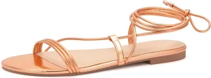 PARTY Women's Strappy Sandals Lace Up Flats Tie Up Open Toe Ankle Strap Shoes