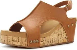 PARTY Women's Wedge Sandals With Buckle Ankle Strap for Dressy Summer