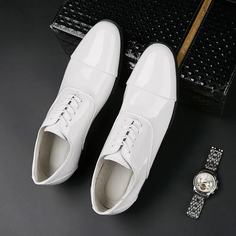 Patent Leather Stitching Design White Non-commissioned Officer Business Leather Shoes Casual is A Banquet Party Wedding Daily Work Office Non-Slip Wear-Resistant