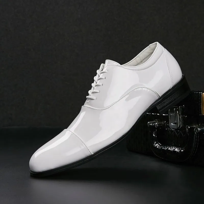 Patent Leather Stitching Design White Non-commissioned Officer Business Leather Shoes Casual is A Banquet Party Wedding Daily Work Office Non-Slip Wear-Resistant
