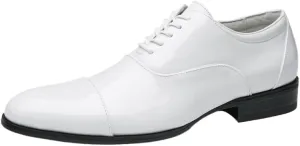 Patent Leather Stitching Design White Non-commissioned Officer Business Leather Shoes Casual is A Banquet Party Wedding Daily Work Office Non-Slip Wear-Resistant