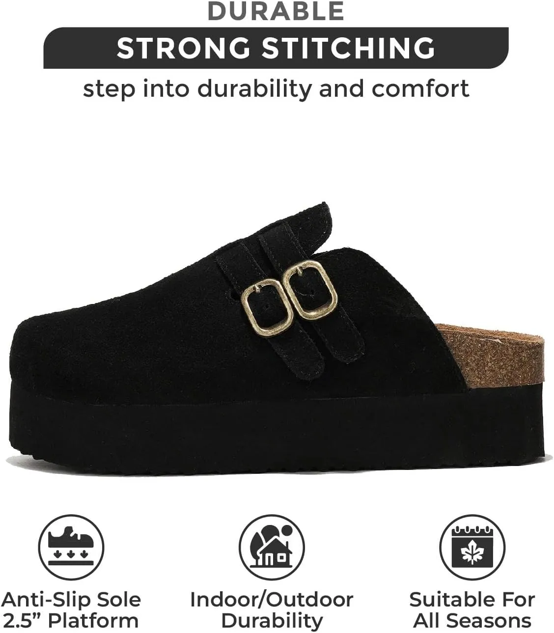 Project Cloud 100% Genuine Leather Clogs for Women - Wedge Womens Clogs Platform Sandals with Memory Foam Insole - Heeled Mules for Women 2025 (Stephi)