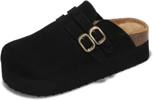 Project Cloud 100% Genuine Leather Clogs for Women - Wedge Womens Clogs Platform Sandals with Memory Foam Insole - Heeled Mules for Women 2025 (Stephi)