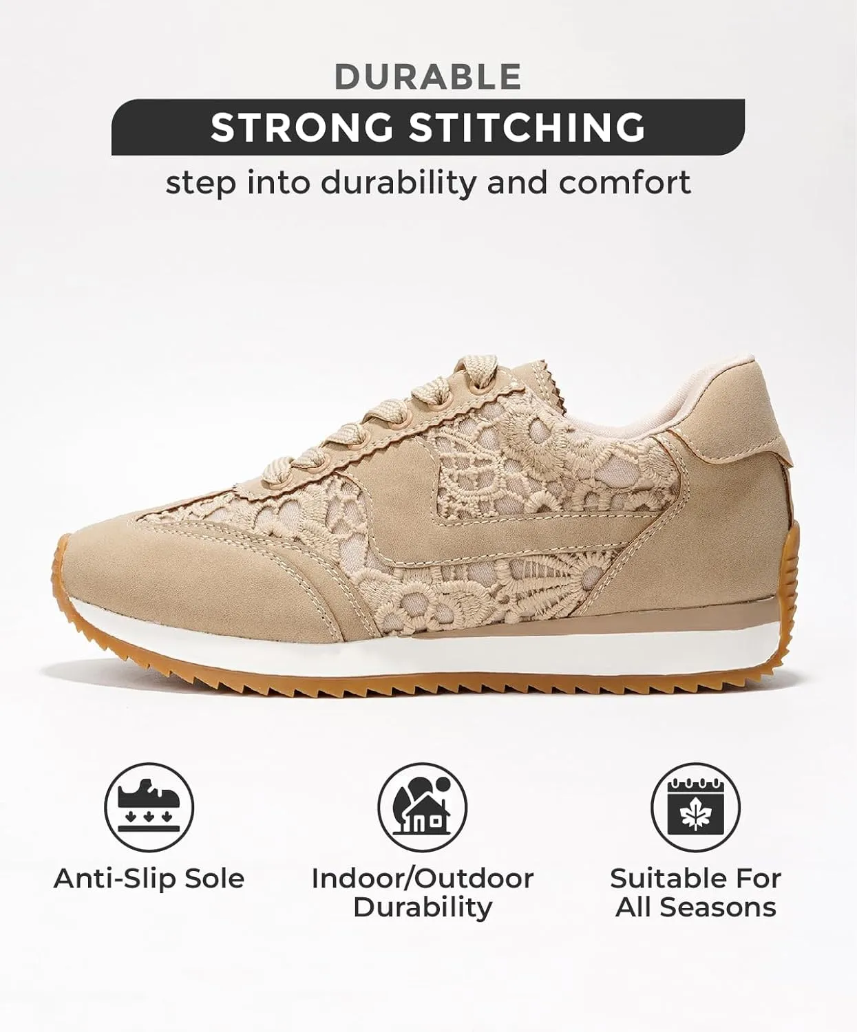Project Cloud Fashion Sneakers for Women - Lace up Memory Foam Insole and Non-Slip Womens Shoes Dressy Casual Spring Shoes (Madison)