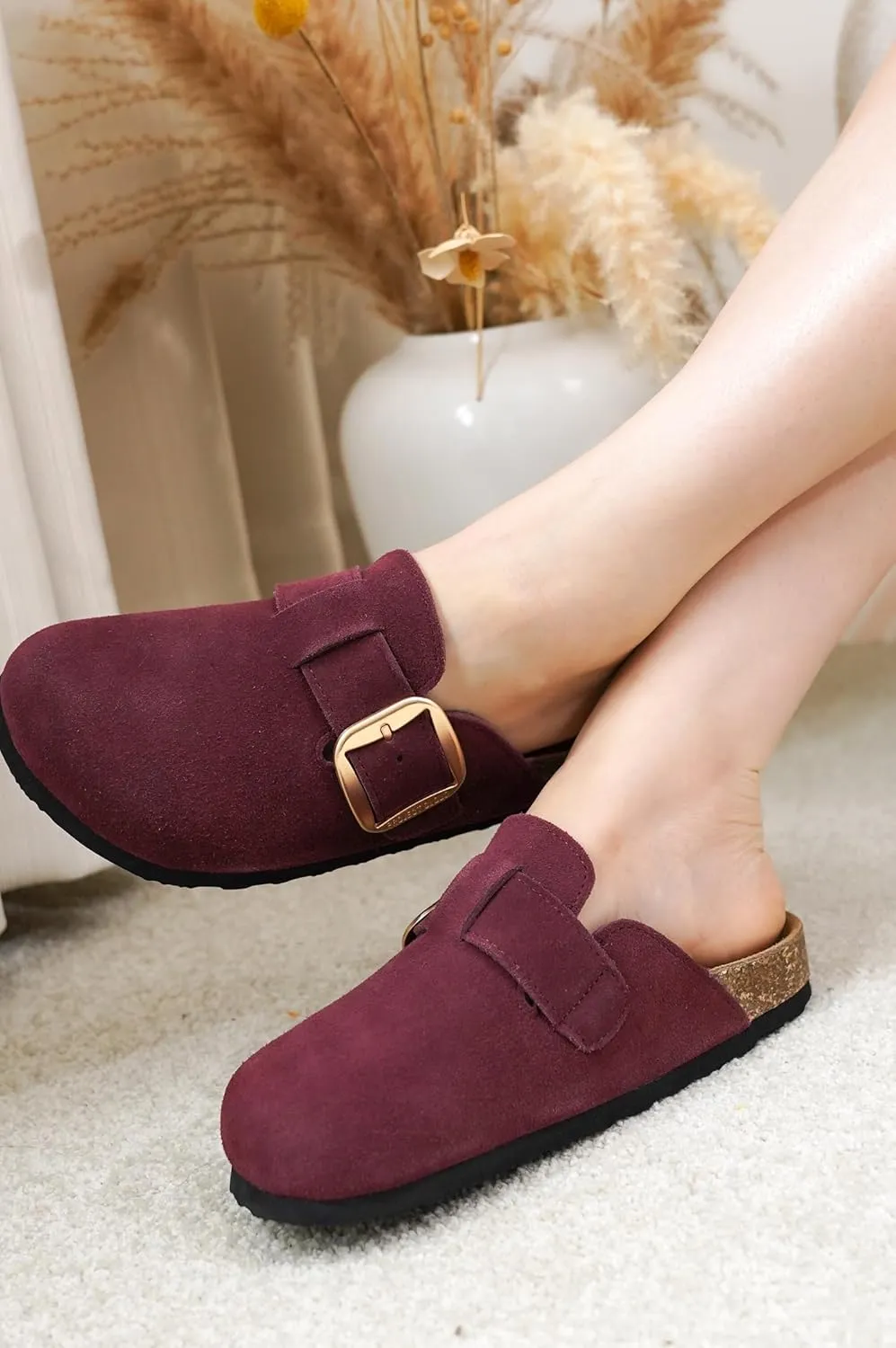 Project Cloud Genuine Leather Clogs for Women Shoes - Memory Foam Insole, Non-Slip & Natural Cork Footbed Womens Clogs and Mules 2025 (Manchester)