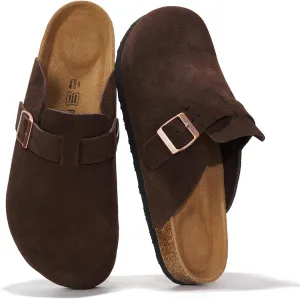Project Cloud Mens Clogs - Full Grain Genuine Leather Memory Foam Clogs for Men Arch Support Cork Footbed - Non Slip Platform Mules (Brooklyn)
