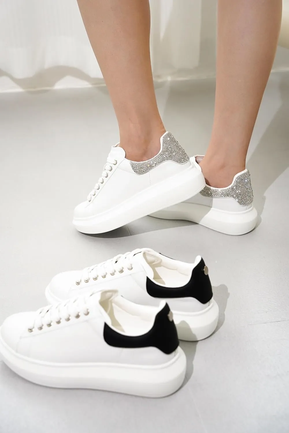 Project Cloud Women's Fashion Sneakers Leather Tennis Shoes Womens & White Sneakers for Women w/Memory Foam Insole - Lace Up Shoes for Women Non-Slip Womens Sneakers Street Wear (Queen)