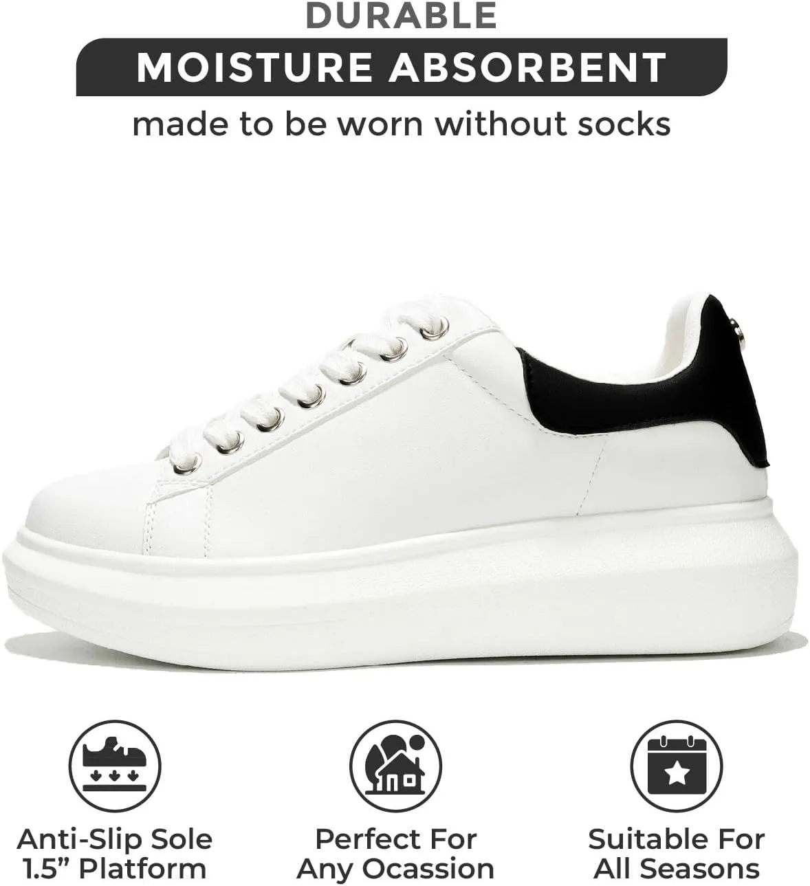 Project Cloud Women's Fashion Sneakers Leather Tennis Shoes Womens & White Sneakers for Women w/Memory Foam Insole - Lace Up Shoes for Women Non-Slip Womens Sneakers Street Wear (Queen)