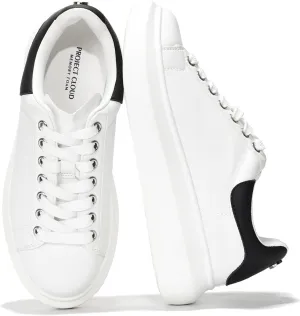 Project Cloud Women's Fashion Sneakers Leather Tennis Shoes Womens & White Sneakers for Women w/Memory Foam Insole - Lace Up Shoes for Women Non-Slip Womens Sneakers Street Wear (Queen)