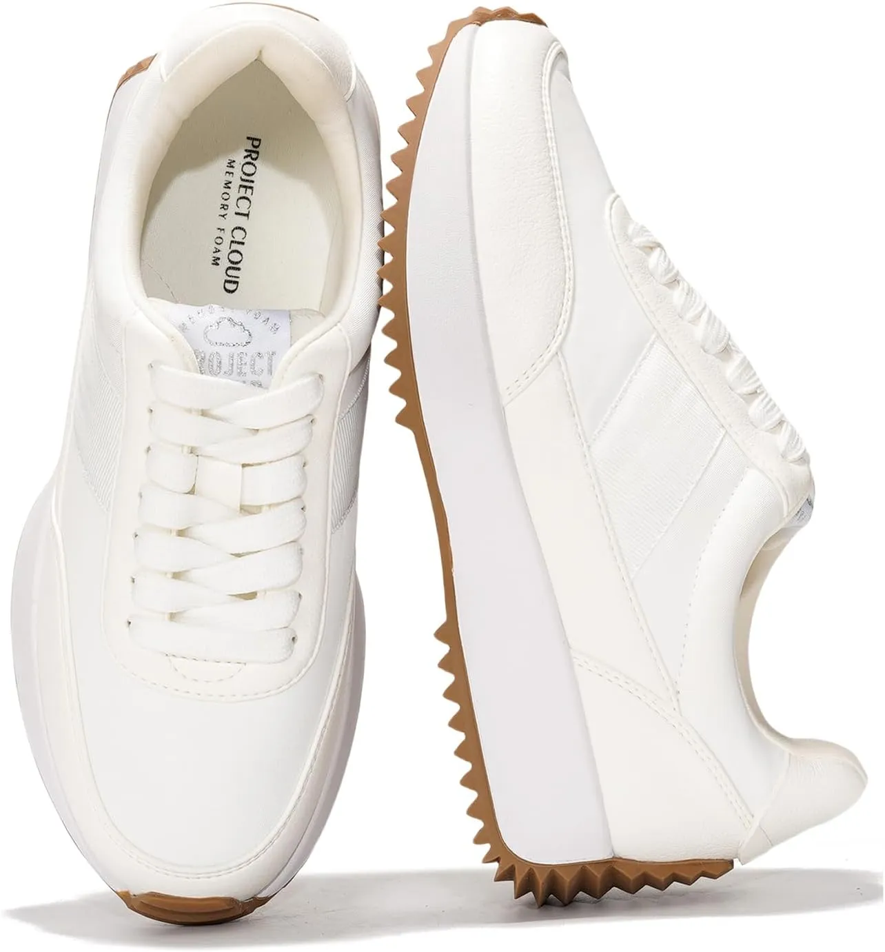 Project Cloud Womens Sneakers - Memory Foam Insole and Lightweight Spring Shoes - Non-Slip Lace Up Trendy Shoes - Fashion Sneakers for Women 2025