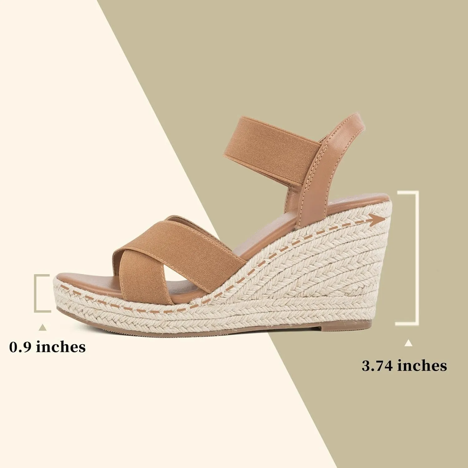 Putu Women's Espadrilles Wedge Sandals Elastic Ankle Strap Platform Sandals Open Toe Wedge Sandals
