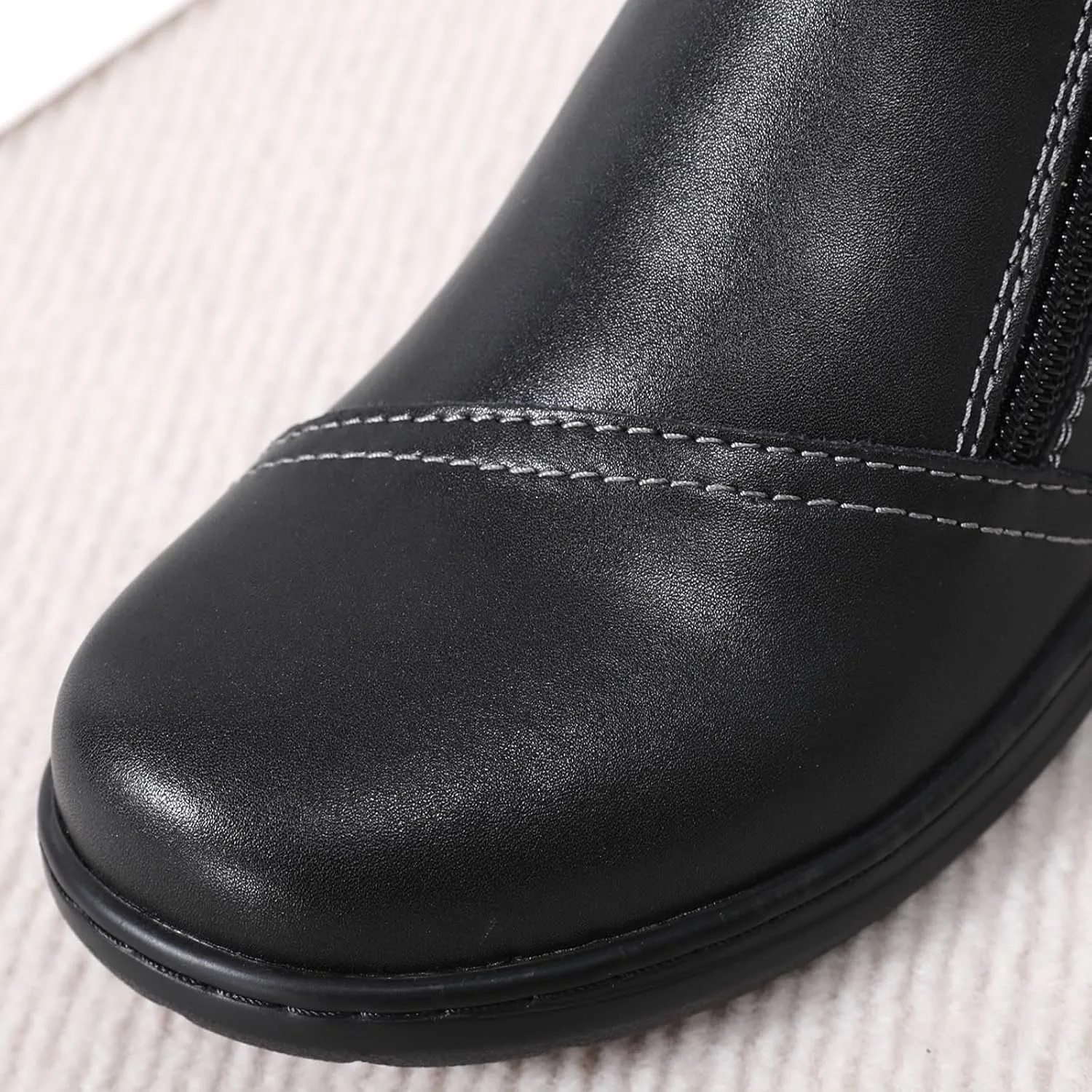 QAE Loafers for Women Comfort Women's Penny Loafers with Zipper Orthopedic Lightweight Slip-On Flats Casual Work Dressy Walking Business Shoes