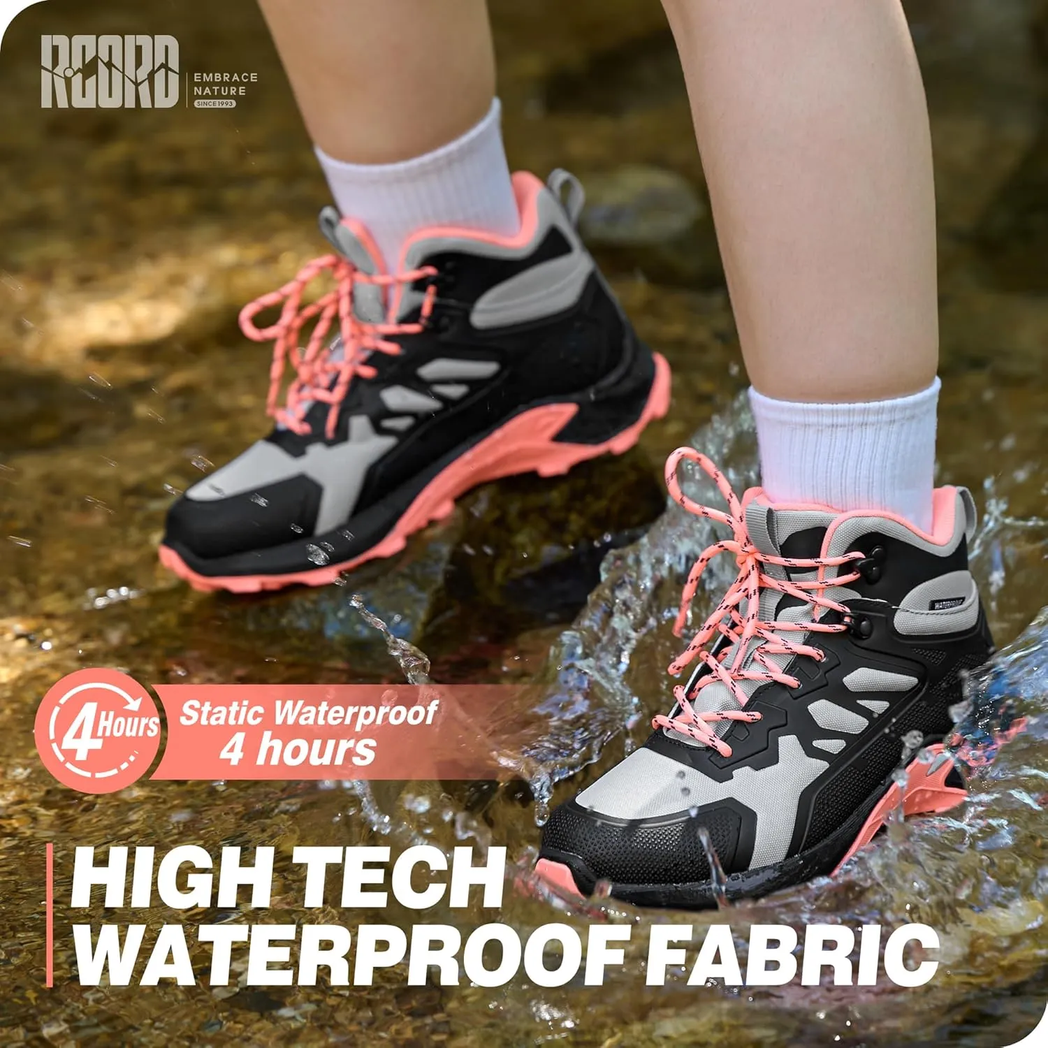 R CORD Womens Hiking Boots Waterproof Comfortable Outdoor Hiking Boots Non-Slip Womens Hiking Shoes Outdoor Hiking Shoes for Women Trekking Camping Trail