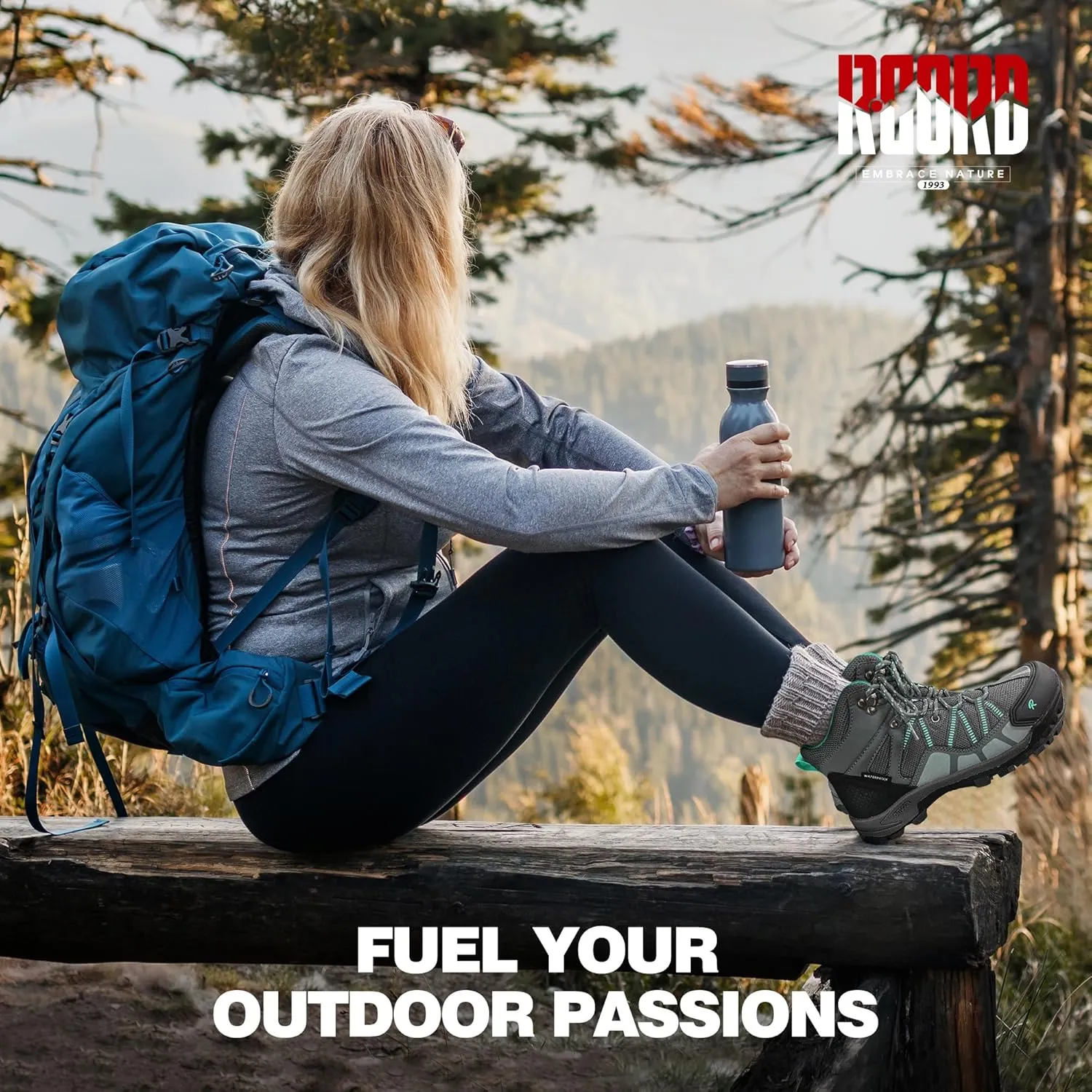 R CORD Womens Hiking Boots Waterproof Hiking Boots Womens Non-Slip Lightweight Outdoor Hiking Shoes Trekking Camping Trail Outdoor