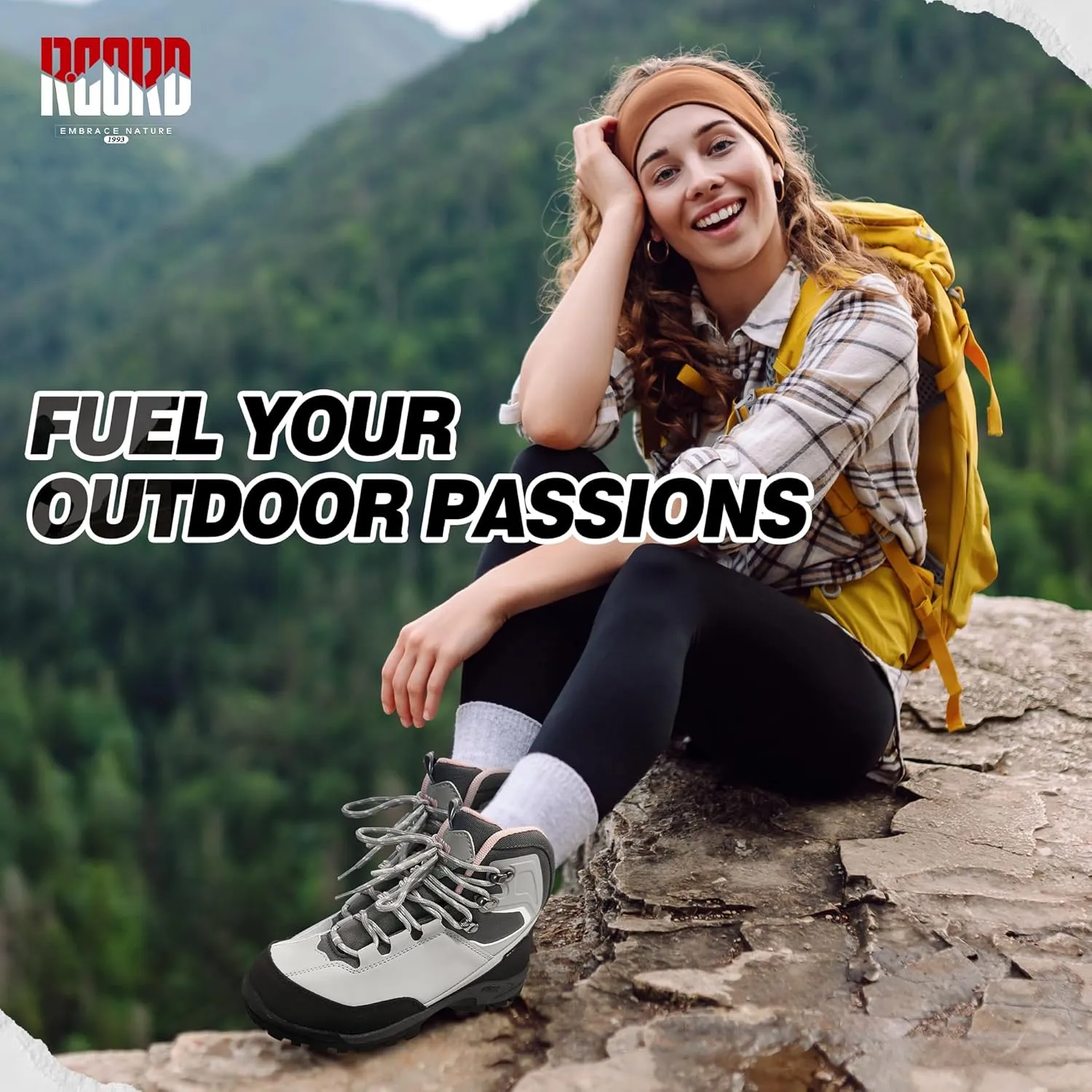 R CORD Womens Hiking Boots Waterproof Mid-Cut Hiking Boots Women Non-Slip Womens Hiking Shoes Outdoor Hiking Shoes for Women Trekking Camping Trail