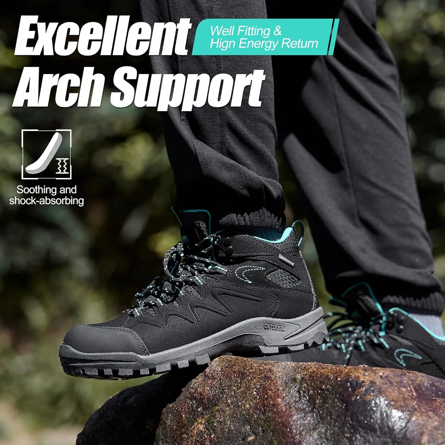 R CORD Womens Hiking Boots Waterproof Womens Hiking Shoes Comfortable Non-Slip Breathable Hiking Boots Womens Outdoor Trekking Camping Boots Hiking Shoes