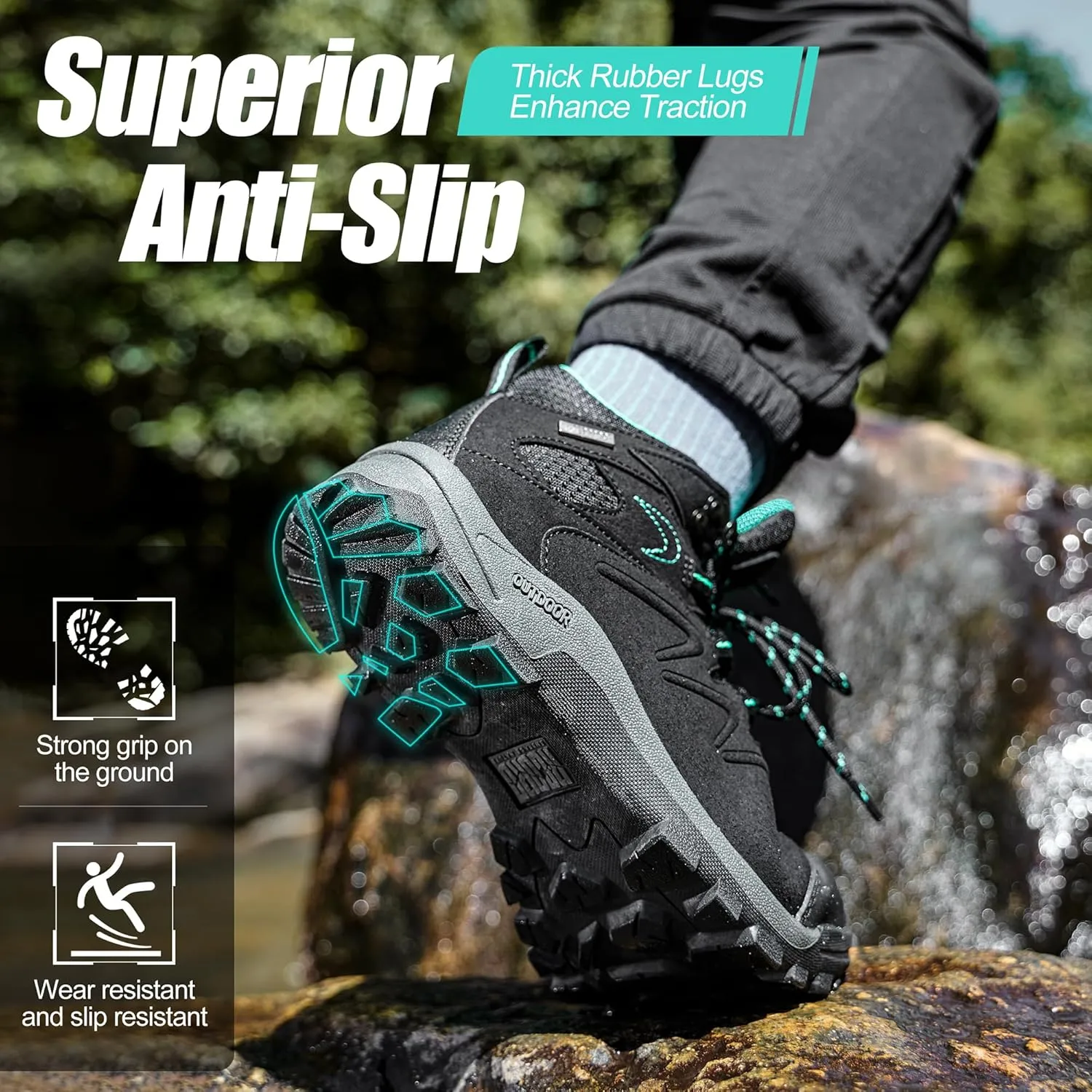 R CORD Womens Hiking Boots Waterproof Womens Hiking Shoes Comfortable Non-Slip Breathable Hiking Boots Womens Outdoor Trekking Camping Boots Hiking Shoes