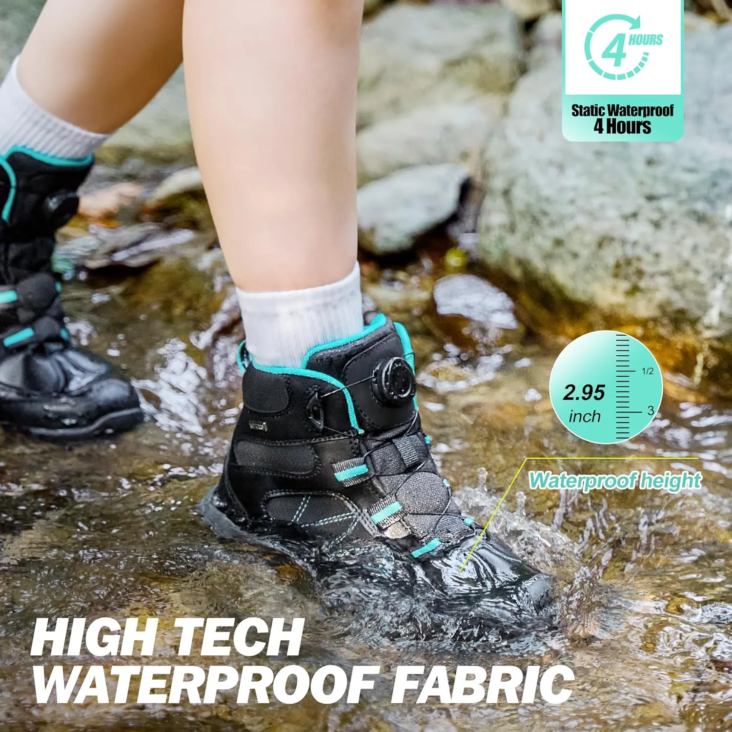 R CORD Women's Waterproof Non-Slip Hiking Boots With Quick Turn-Lock - Comfortable Outdoor Walking Boots